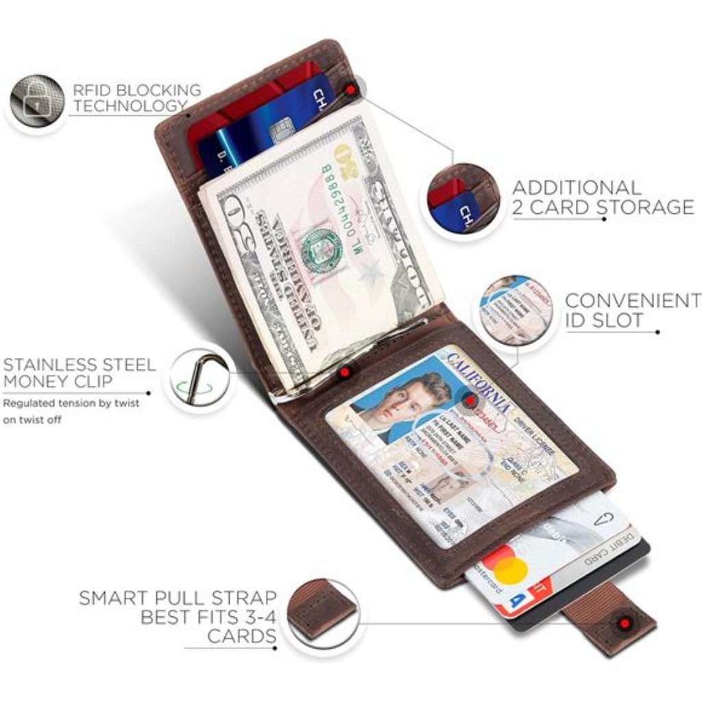 Serman Brands Rfid Blocking Slim Bifold Genuine Leather Minimalist Front Pocket